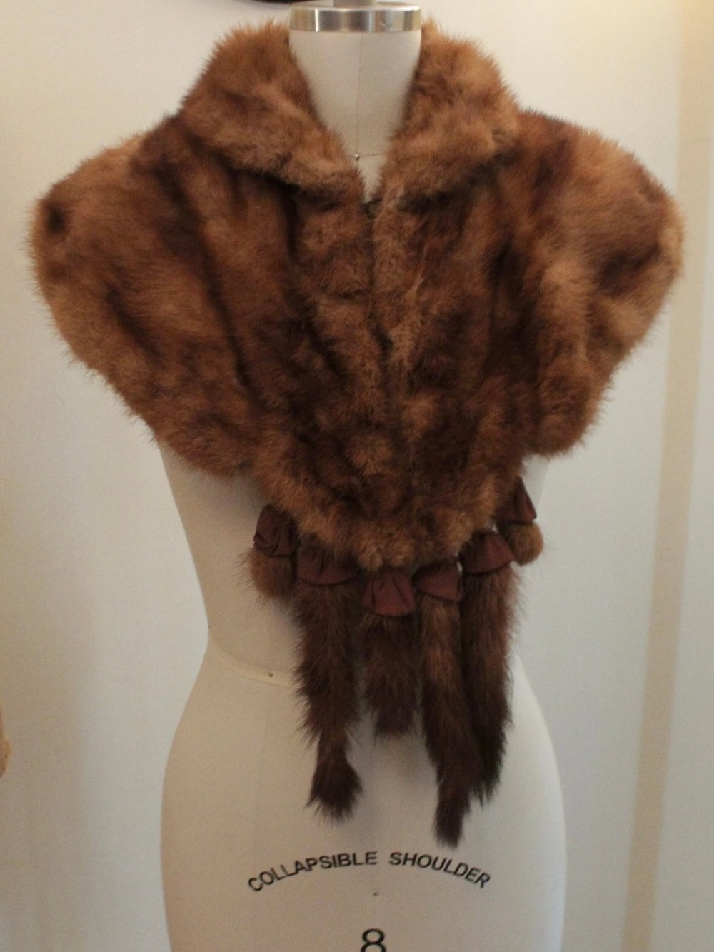 1950's Mink Shoulder Cape with Fur Fringe